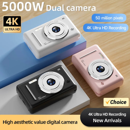 4K Retro Digital Camera – 50MP Dual Lens Portable CCD Camera